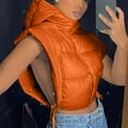 thumbnail image 6 of QUNYINEY Orange Puffer Vest Women Fall Hooded Cropped Zip Up Waistcoat Cotton with Pockets Loose Fit Sleeveless Womens Fall Jackets, 6 of 7