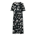 thumbnail image 4 of Summer Dresses for Women 2025 Ndbuld Womens New Fashion Loose Round Neck Short Sleeve Printing Flowy Dresses Evergreen Black XXL, 4 of 6