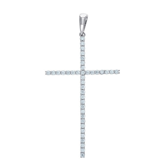 925 Sterling Silver Mens Cubic Zirconia Cross Religious Pendant Charm Necklace for Men - 3.6 Grams