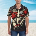 thumbnail image 5 of Uemuo Red Mushrooms Printed Regular Fit Short Sleeve Casual Hawaiian Shirt for Men,Aloha shirt,Tropical shirt,Floral print shirt,Vacation Beach shirt-Small, 5 of 9