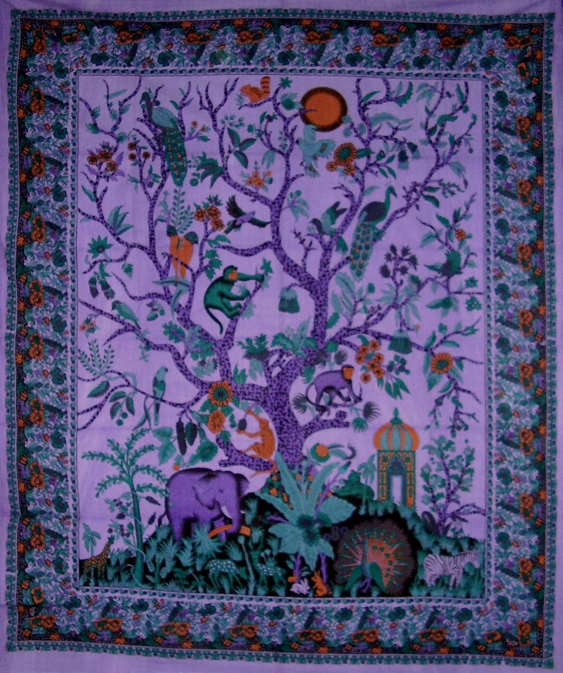 Tree of Life Tapestry Cotton Bedspread 108/" x 88/" Full-Queen Green