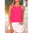 thumbnail image 5 of Womens Pleated Tank Tops Spaghetti Strap Camisole Halter Tops Curved Hem Fashion 2025 Rose Red XXL, 5 of 9