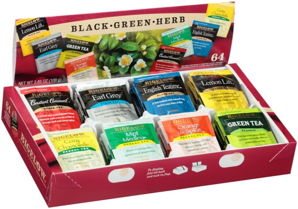 Bigelow, 8 Flavor Tea Assortment Tea Tray Pack, Tea Bags, 64 Ct