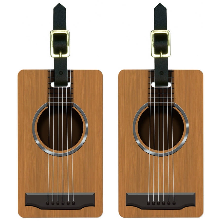 Acoustic Guitar Strings Luggage Tags Suitcase CarryOn ID, Set of 2