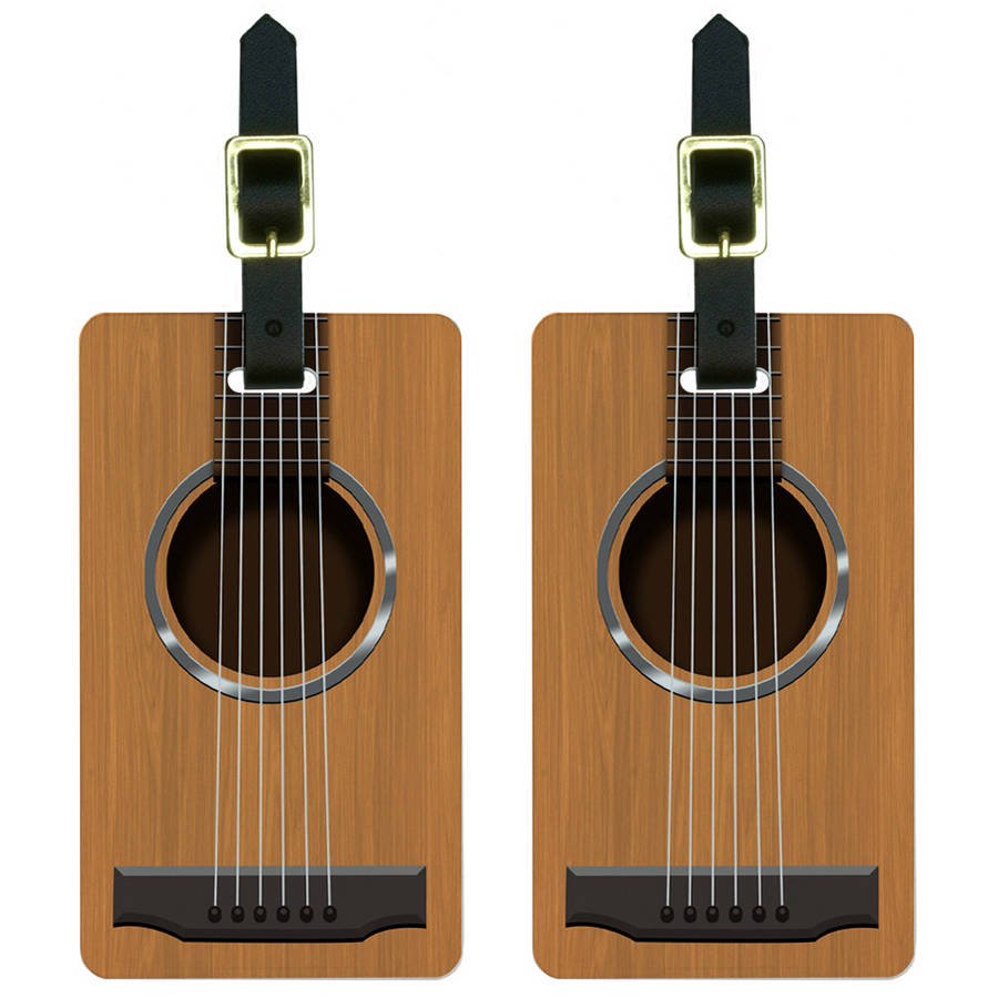 Graphics and More Acoustic Guitar Strings Luggage Tags Suitcase CarryOn ID, Set of 2