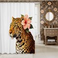 thumbnail image 2 of Manfei Animal Leopard Shower Curtain 72Wx84L,Tropical Hibiscus FlowerBathroom Shower Curtain, 2 of 6
