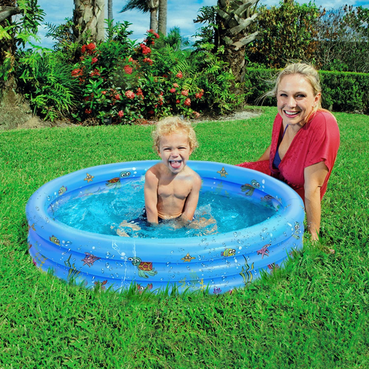 Inflatable Swimming Pool for Kids Toddler Baby,3 Rings Inflatable Pool