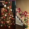 thumbnail image 3 of 34 PC Christmas 1.5" Ball Ornaments. 5 Assorted Style, Small Shatterproof Xmas Decorations for Christmas Tree, Home Holiday, Wedding Party. Tree Ornaments, Red color, 3 of 8