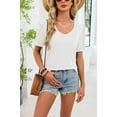thumbnail image 3 of AnuYalue Puff Sleeve T-Shirt for Women V Neck Casual Summer Shirt Short Sleeve Solid Color Tops Vacation Daily Wear Tshirt, 3 of 5