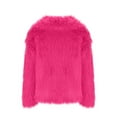 thumbnail image 6 of Olyvenn Women Faux Fur Cropped Coat Winter Warm Fuzzy Outwear Lapel Open Front Long Sleeve Cardigan Jackets with Pockets Hot Pink S, 6 of 6