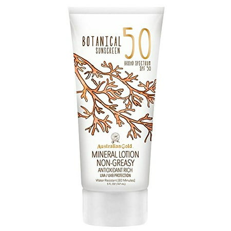 Australian Gold Botanical All Natural Max Strength SPF 50 Sunscreen Lotion, 5 fl (Best Natural Sunscreen Under Makeup)