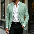 thumbnail image 6 of yeiolnoer Suit Jacket for Men Long Sleeve Buttons Jacket Notch Collar Casual Top with Pockets for Business(Mint Green,XX-Large), 6 of 9