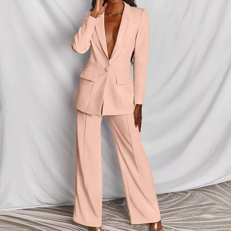 NKOOGH Dressy Pant Suits for A Wedding Petite Size Two Piece for Women  Pants Suit Women Fashion Casual Clothes Long Sleeve Assorted Colors Blazer  High