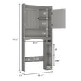 thumbnail image 5 of Noelse  Over the Toilet Storage Cabinet, Over Toilet Bathroom Organizer with 2 Doors, Adjustable Shelves, Toilet Paper Holder, 2 Side Hooks, Space-Saver for Bathroom, Laundry, Gray, 5 of 9