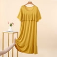 thumbnail image 2 of Puntoco Women's Tiered Ruffle Modal Nightgown, Crew Neck Short Sleeve Loose Midi Loungewear Dress, 2 of 9