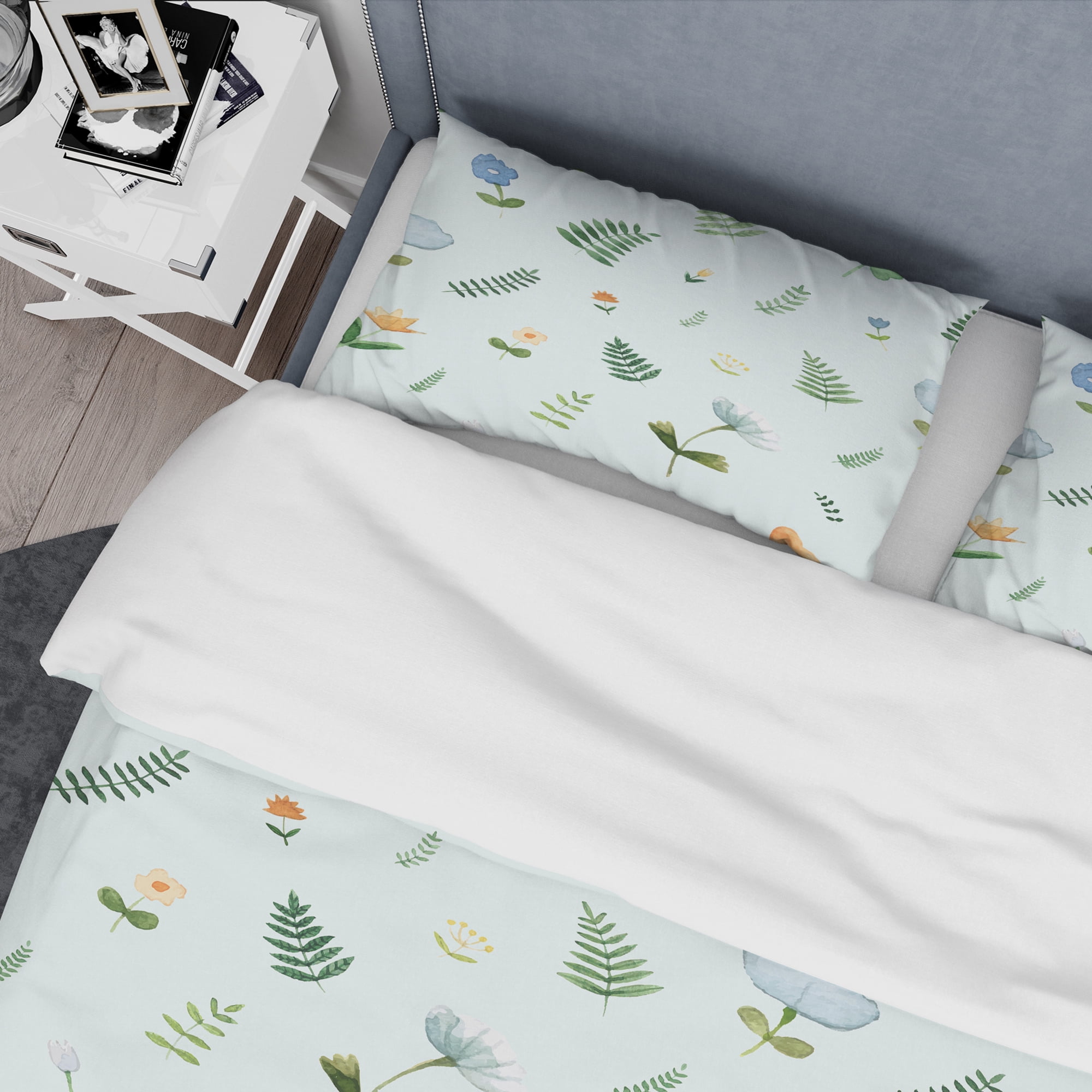 Designart 'Retro Floral Pattern IX' Mid-Century Modern Duvet Cover Set