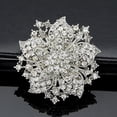 thumbnail image 6 of Joernso Brooch Pin Exquisite Anti-rust Silver Plated Rhinestone Round Blossom Flower Breastpin for Dating, 6 of 8