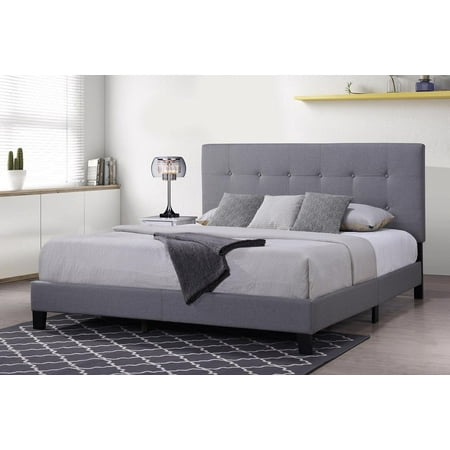 Teens Bed Frames King Bed Frame with Headboard, URHOMEPRO Modern Platform Bed Frame for California, Light Gray Heavy Duty Bed Frame with Wood Slat Support for Adults Teens Children, No Box Spring Required, I9738 ()