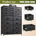 thumbnail image 3 of Dresser for Bedroom with 16 Drawers Tall Dresser  Fabric Chests of Drawers, Charcoal Black, 3 of 9