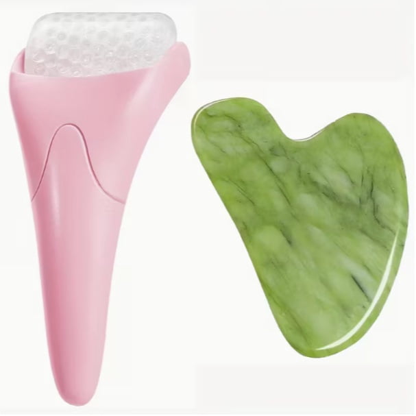 Face Care Tool Kit - Ice Roller & Gua Sha Tool Set, Heart Shape Gua Sha Board for Handheld Face Massage, Perfect Beauty Gift