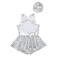 thumbnail image 4 of TiaoBug Kids Girls Sequins Sleeveless Leotard Dress Hair Band Set Hip-Hop Jazz Latin Dance Performance Costume Silver 8, 4 of 7