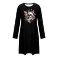 thumbnail image 5 of AUNVITO Women's Halloween Nightdress Long Sleeve Round Neck Loose Fit with Halloween Print Casual Comfortable Sleepwear, 5 of 5