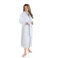 thumbnail image 5 of Unisex Cotton Terry Kimono Bathrobe with Embroidery All-Season Robe, XL, Grey-White, 5 of 12