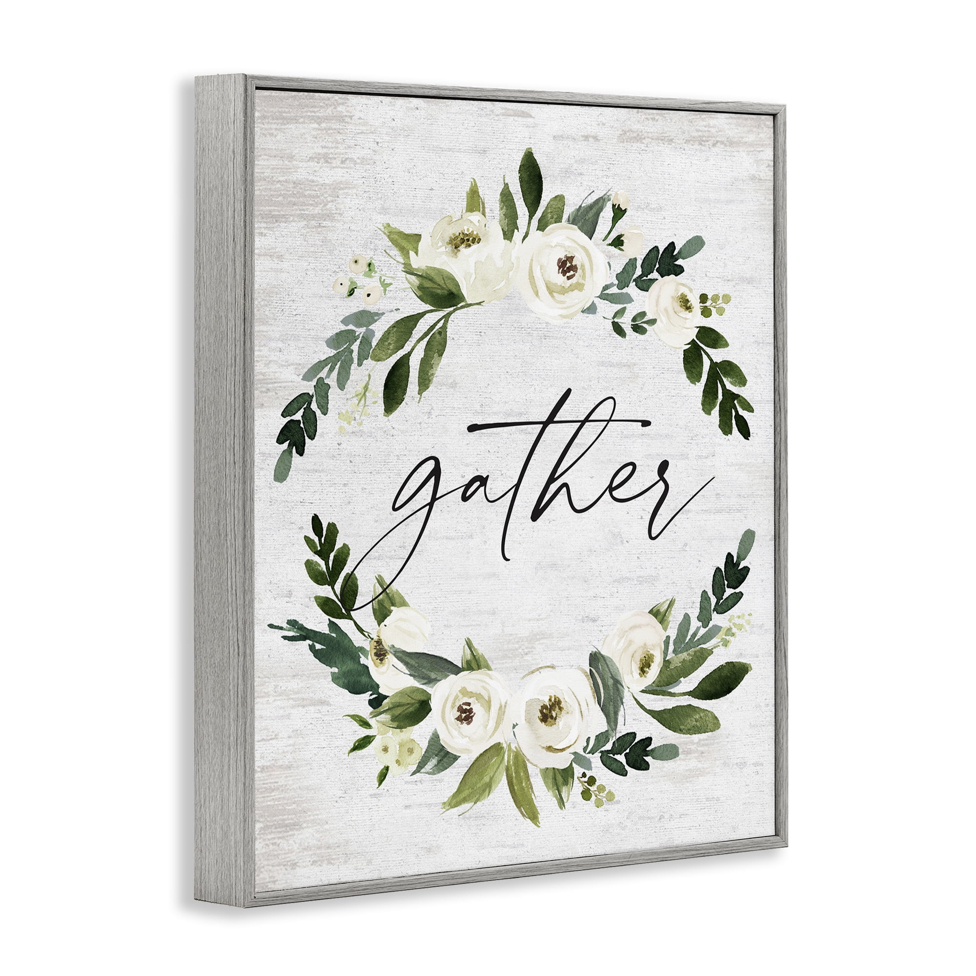 Stupell Industries Neutral Distressed Gather Botanical & Floral Painting Gray Framed Art Print Wall Art, 16 x 20