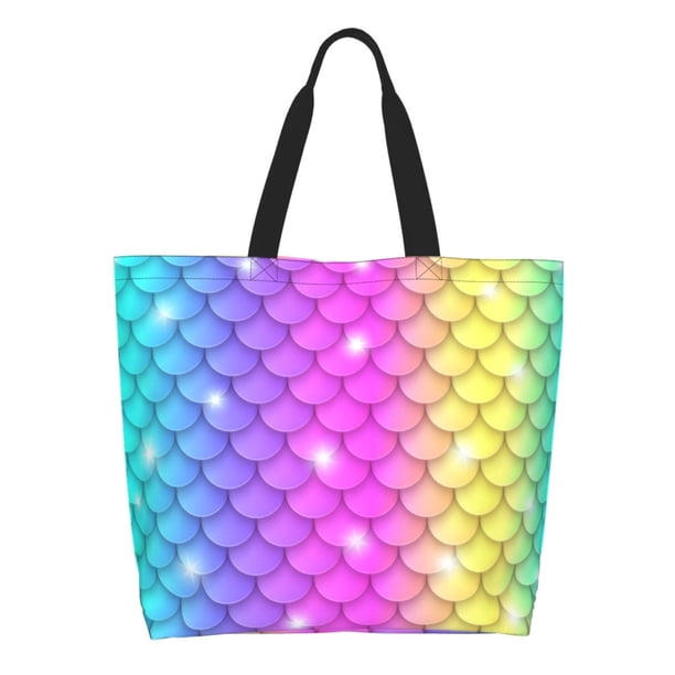 Disketp Rainbow Scales2 Bolsa Tote Estampada para Mujer, Bolso de Hombro y de Mano para Compras y Viajes