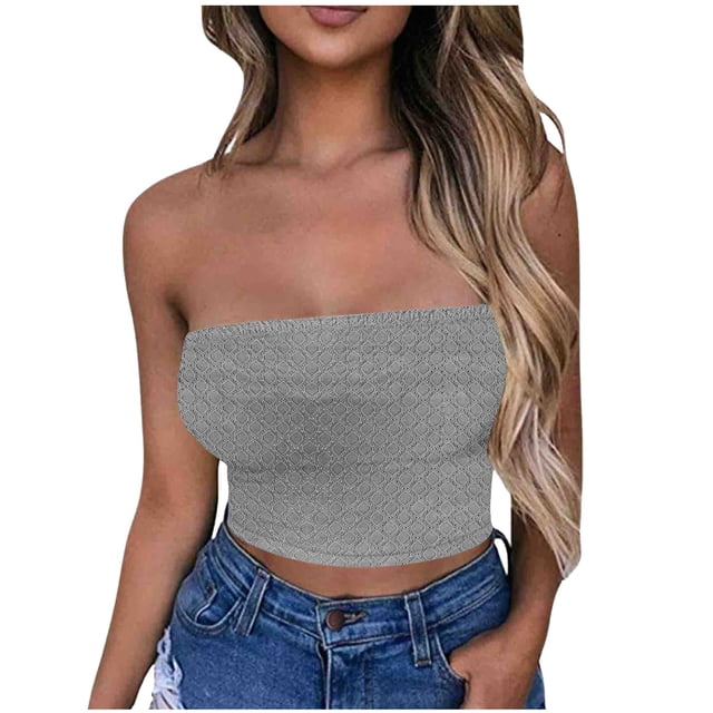 Haut Tube pour Femmes, Sans Manches, Couleur Unie en Polyester avec Bande Élastique, Tenue Décontractée d'Été, Longueur Régulière, Vert Militaire