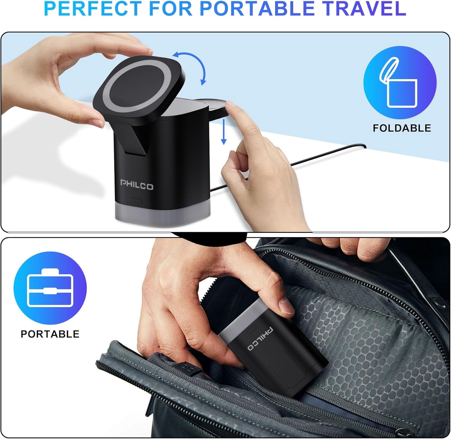 3-in-1 Magnetic Wireless Phone Charger, 15W Mag-Safe Charging Station for Apple Products iPhone 11/12/13/14/15/16, AirPods & Apple Watch with LED Lighting, Fast & Efficient for Home, Office & Travel