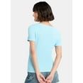 thumbnail image 3 of Time and Tru Women's Square Neck Pucker Tee with Short Sleeves, Sizes XS-XXXL, 3 of 5
