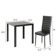 Aiho Modern Dining Table Sets with PU Leather Chairs for2 For Home, Kitchen, Living Room, Restaurant, Small Space , Black