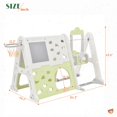 thumbnail image 4 of CIPACHO 6-in-1 Toddler Climber Swing Playset with Basketball Hoop, Tunnel, Art Drawing Board, Toy Building Block Baseplates, Green, 4 of 9