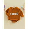 thumbnail image 4 of Musuos nfant Baby Fall Romper, 3 6 9 12M Fuzzy Letter Embroidery Long Sleeve Round Neck Bodysuit, 4 of 10