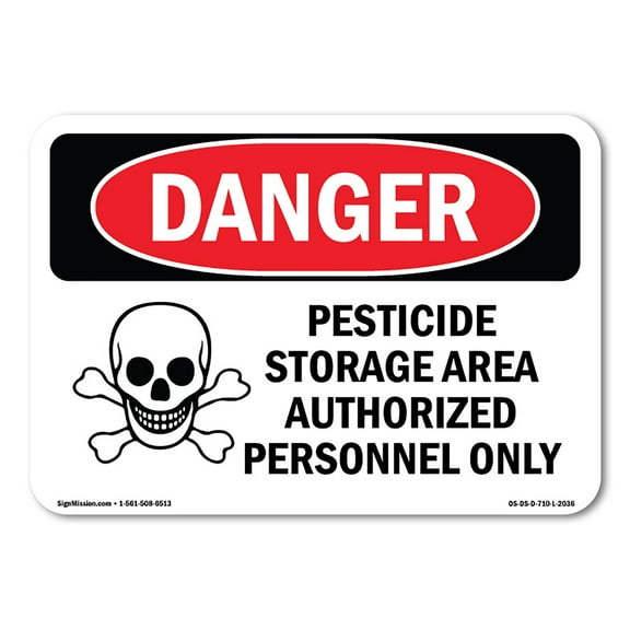 SignMission OS-DS-A-1824-L-2036 18 x 24 in. OSHA Danger Sign - Pesticide Storage Area Authorized Only