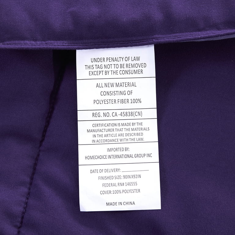 HIG Down Alternative Comforter Set 3-Piece - Reversible All Season Bedding, Purple