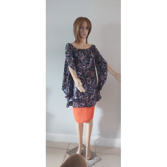 No Comment Blouse Women´s Size L Multicolor Printed Tunic