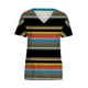 thumbnail image 2 of Tops de mujer Blusa de manga corta con cuello en V Uniforme de trabajo Estampado de rayas con blusa de tres bolsillos Pompotops hkajfhjk463920, 2 of 4