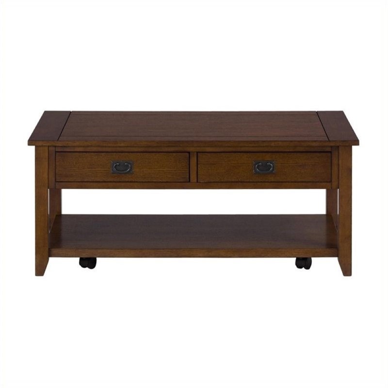 Bowery Hill Rustic Style Coffee Table In Mission Oak Walmart Com