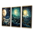 thumbnail image 3 of Designart "Blue Coral Ocean Rhapsody" Nautical & Beach Framed Wall Art Set Of 3 - Teal Ocean Frame Gallery Set For Office Decor, 3 of 7