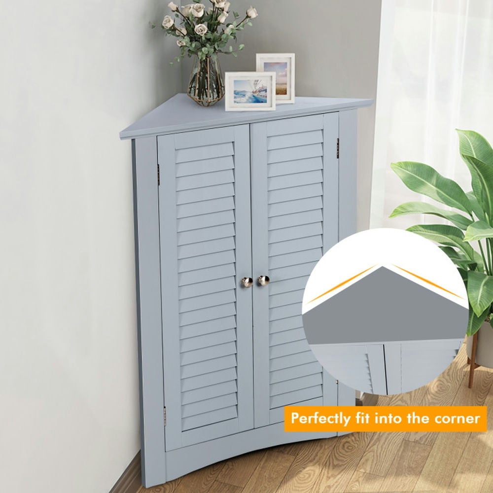 Finihen Bathroom Storage Cabinet, Bathroom Floor Cabinet, Bathroom Corner Storage Freestanding Floor Cabinet with Shutter Door, for Bathroom, Living Room, Bedroom, Kitchen, Gray Finihen Bathroom Storage Cabinet, Bathroom Floor Cabinet, Bathroom Corner Storage Freestanding Floor Cabinet with Shutter Door, for Bathroom, Living Room, Bedroom, Kitchen, Gray