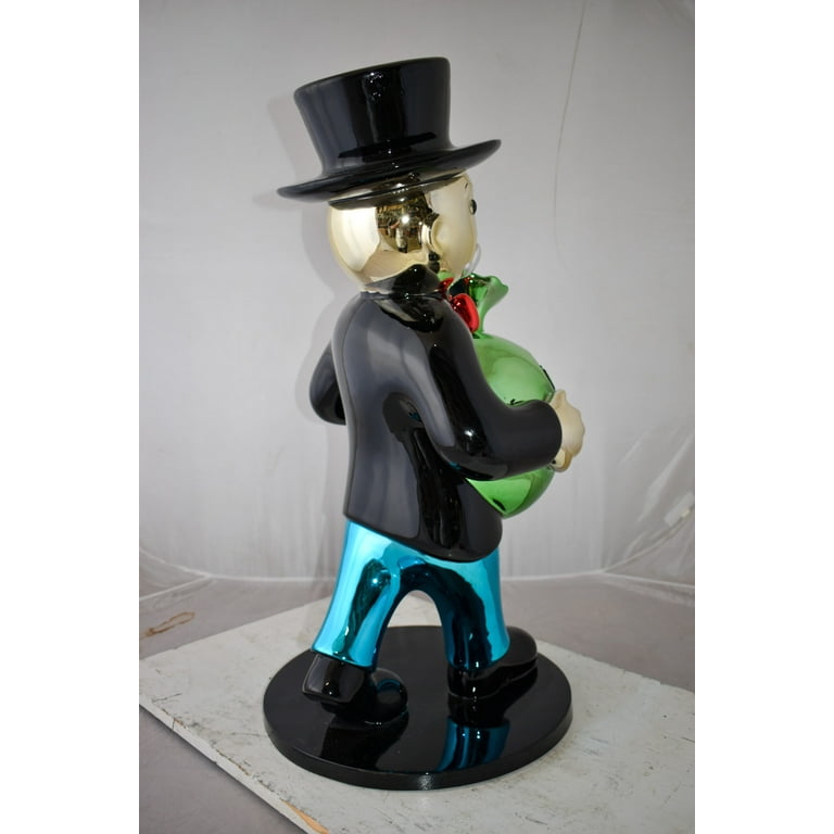 Casual Monopoly Man Holding Money Bag Resin Statue Large Size 16 x 16 x 32 H Nifao