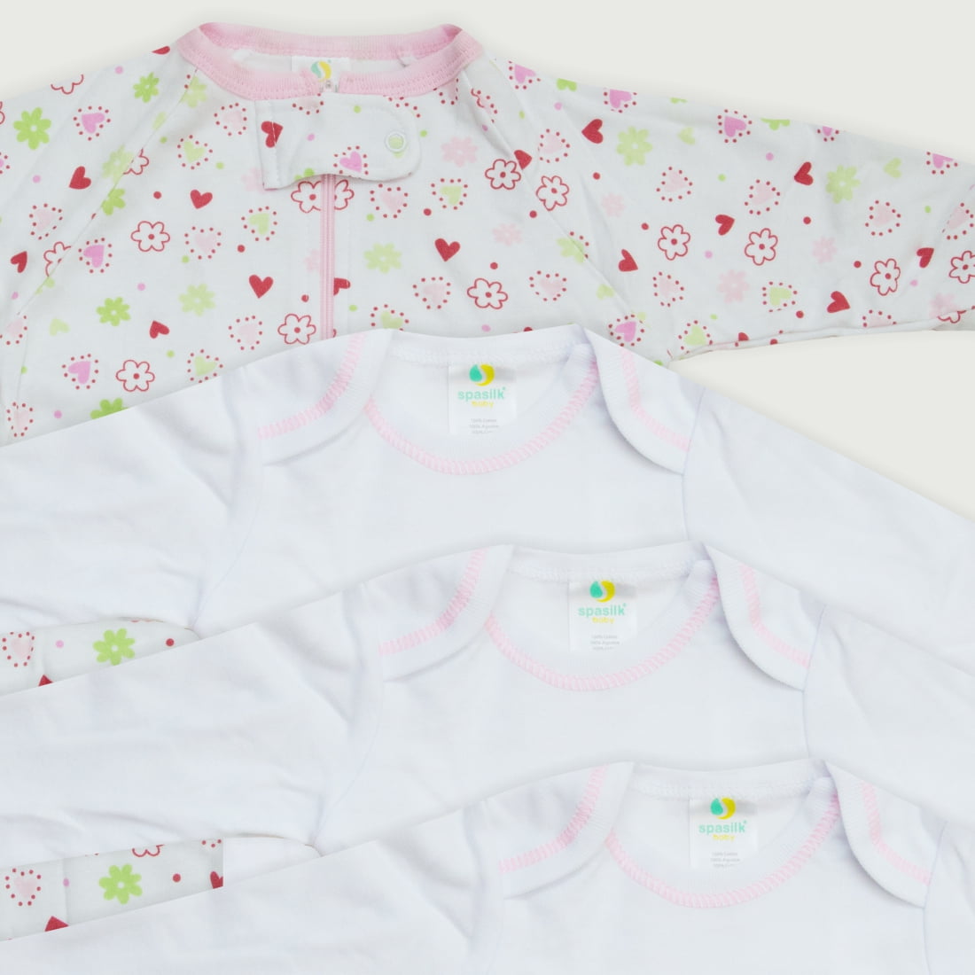 Spasilk Baby 23 Piece Essential Basics Layette Clothing Set for Newborn and Infant Girls, Gift Baskets and Showers, Pink Flowers