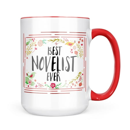 

Neonblond Happy Floral Border Novelist Mug gift for Coffee Tea lovers