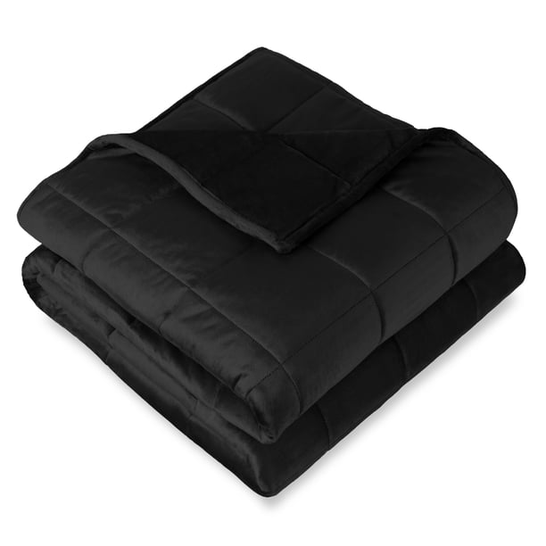 Bare Home Manta con Peso de 17 Libras para Adultos, 60 x 80, Forro Polar Minky, Color Negro