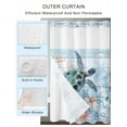 thumbnail image 2 of No Hook Cloth Fabric Shower Curtain with Snap in Liner, Ocean Turtle Waterproof Shower Curtains Set with See Through Top Window, Blue Coral Coastal Starfish Nautical Shell Bath Curtains 72"x96", 2 of 6