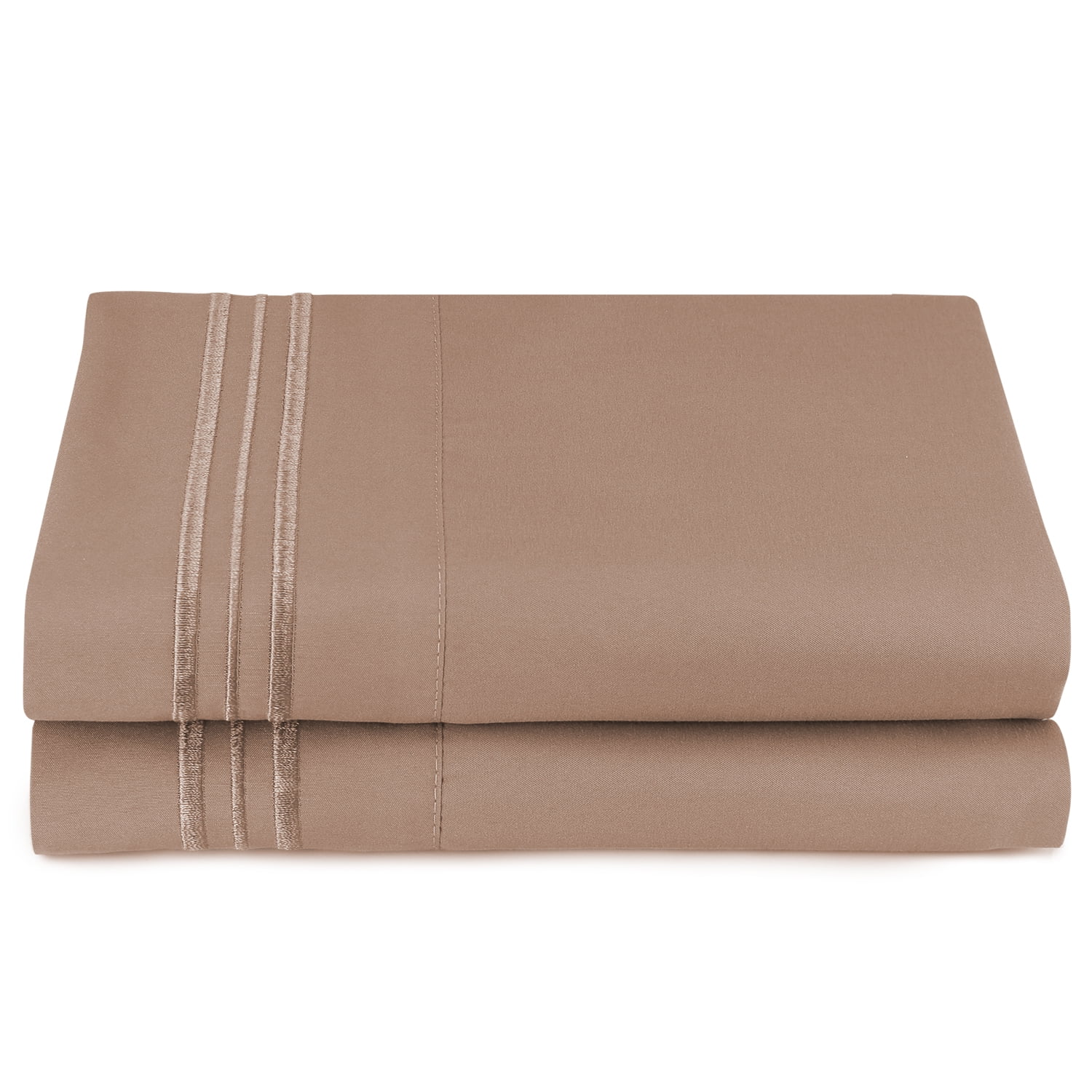 Clara Clark Pillow Cases Premier 1800 Microfiber Collection Pillow Case Set Of 2 Pieces, Standard Size, Taupe