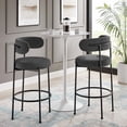 thumbnail image 2 of Bar Stool Chair Barstool, Set of 2, Dark Grey Gray, Fabric, Metal, Pub Cafe Bistro Dining Kitchen Hospitality Restaurant, Modern Contemporary HB35919, 2 of 11