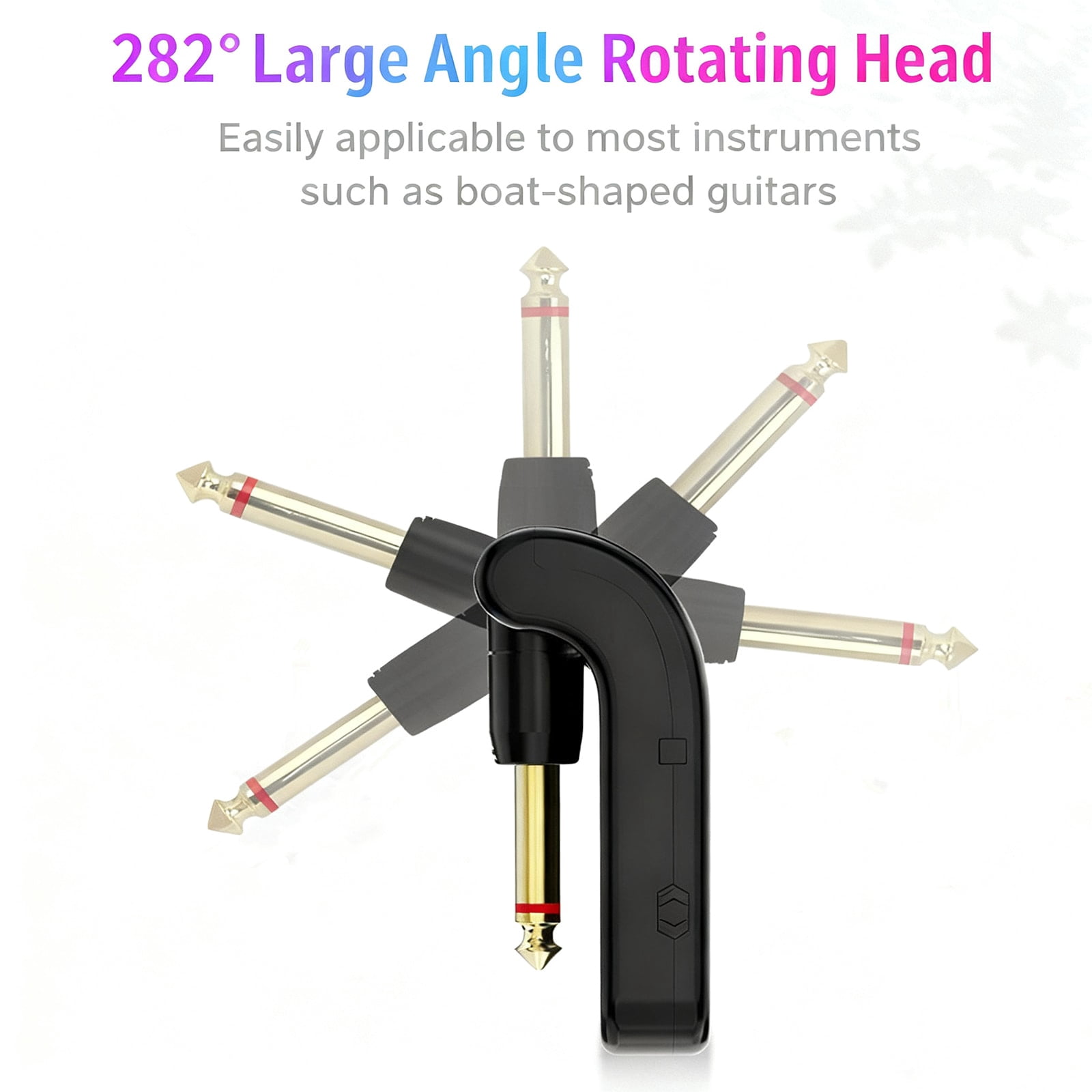 Wireless Guitar System, 2.4 GHz with 8 Channels Rechargeable Audio Wireless Guitar Transmitter Receiver for Electric Bass Guitar Electric Wind Instruments, 48K/16 bit Real-time Transmission (Black)